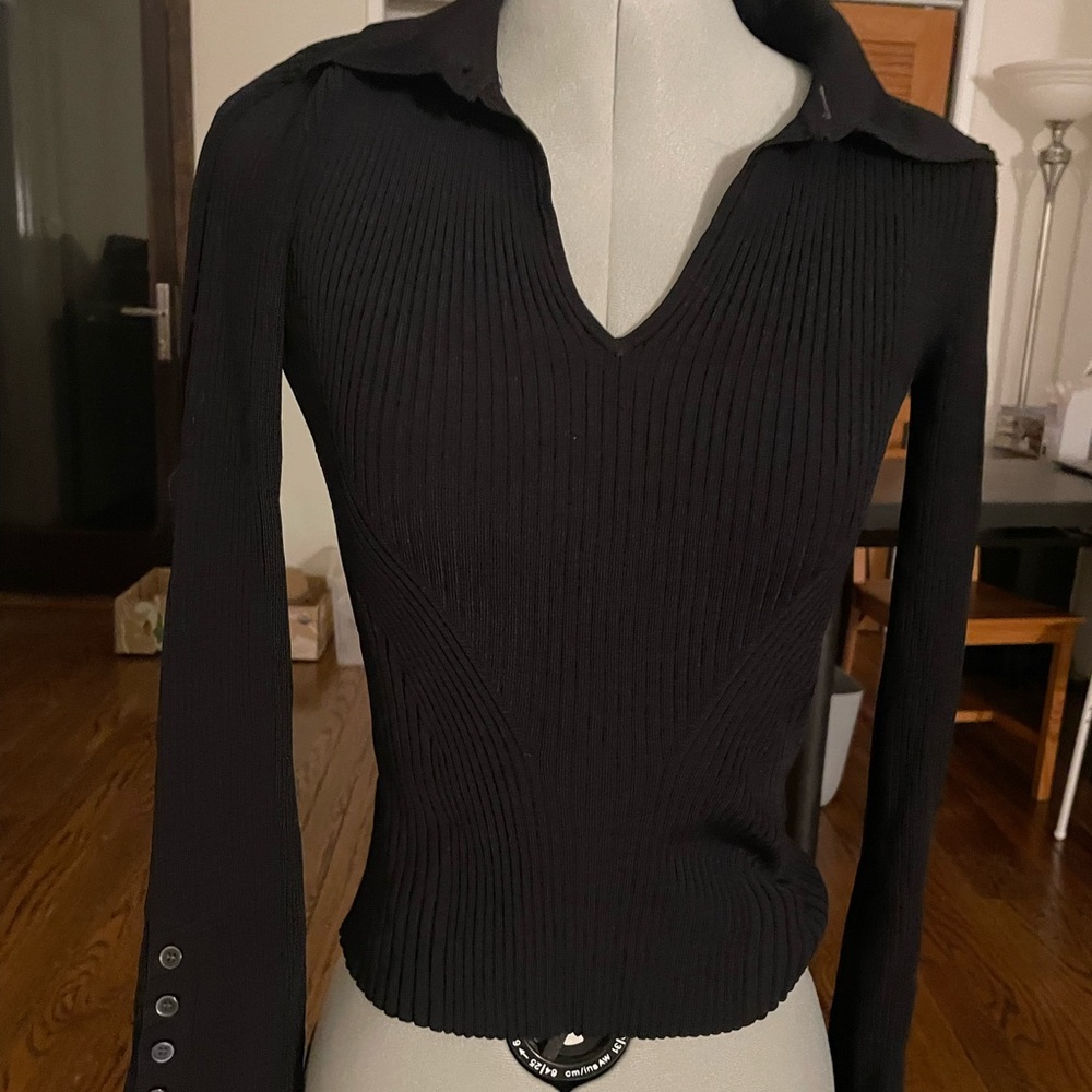 Jason Wu Black Ribbed Knit Top